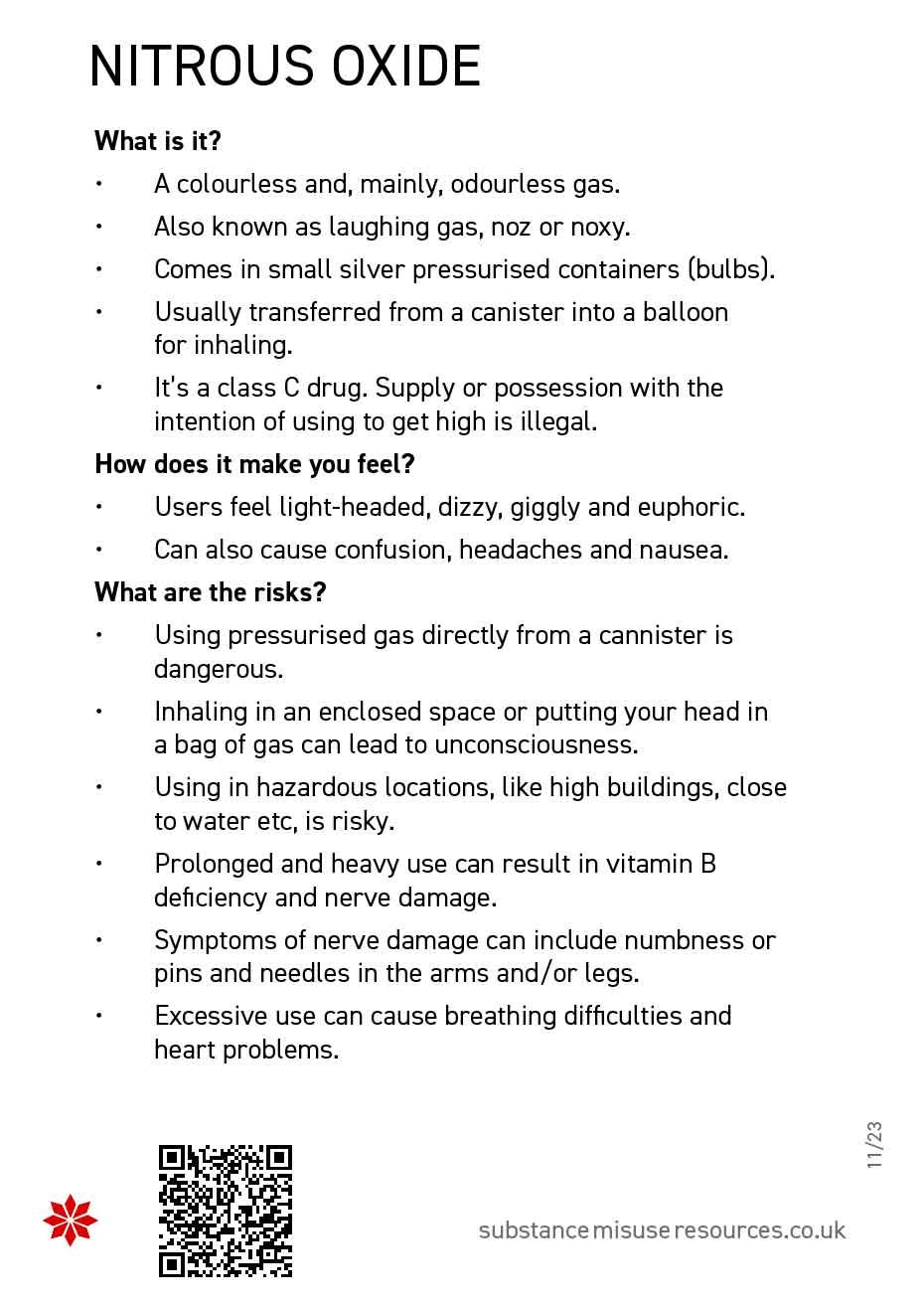 reverse of nitrous oxide information resource showing harm-reduction advice