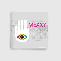 Cover of a Mexxy drug information pamphlet showing the palm of a hand and an eye and the word Mexy on a pale gray background