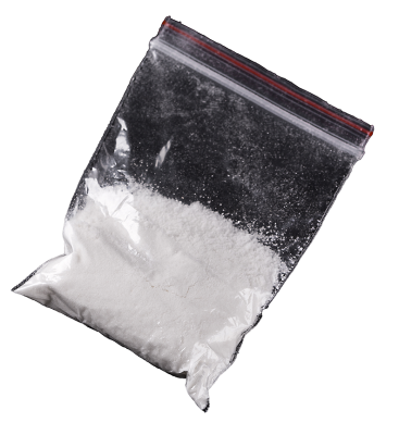 small plastic bag containing amphetamine/speed powder