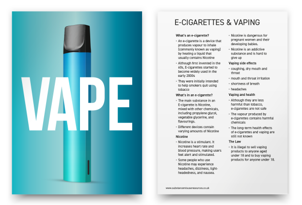 VAPING and health resource leaflet  - cover and inside page