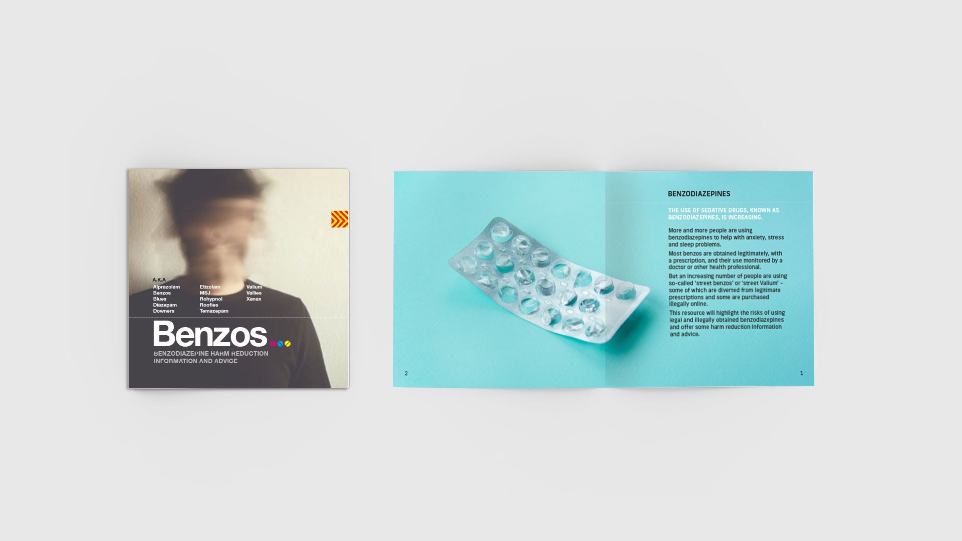 BENZODIAZEPINES advice booklet cover and inside page