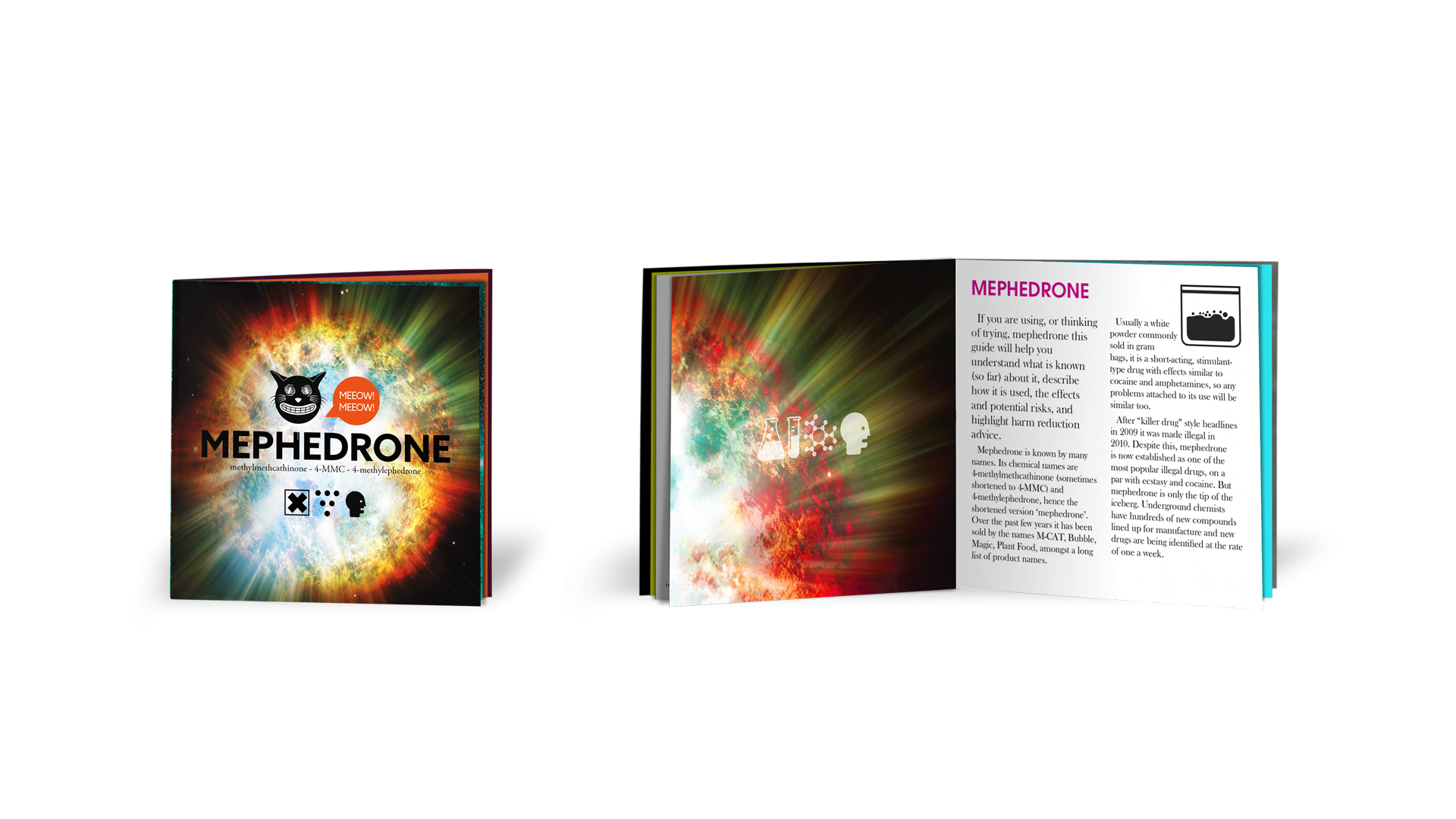 Mephedrone drug information booklet cover and inside pages