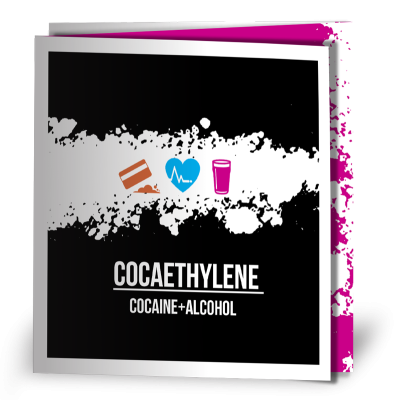 Front cover of cocaethylene resource showing a line of cocaine and a pint of beer
