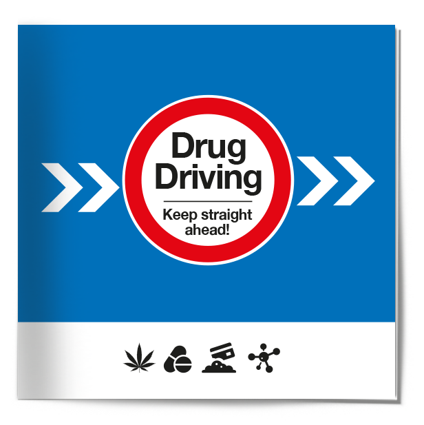 Drug driving resource cover showing various road signs and drug imagery