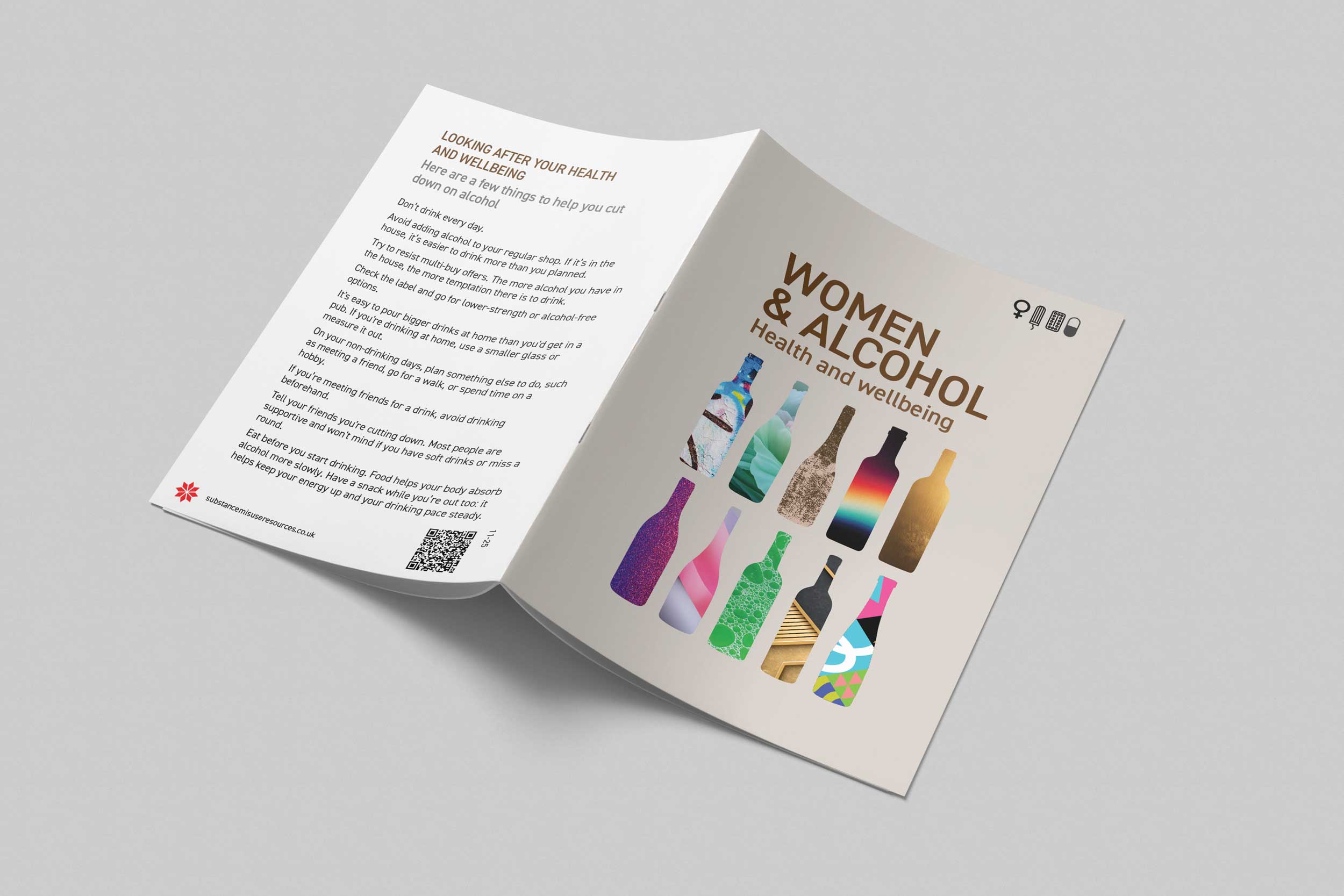 Back page of the Women and Alcohol health booklet with practical wellbeing and reducing harm tips.