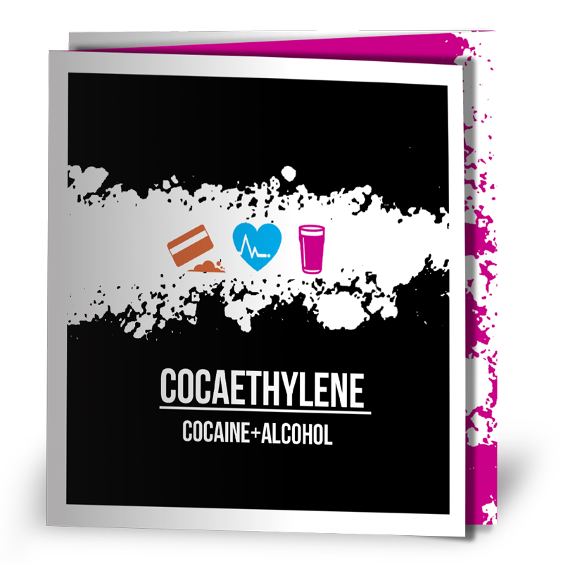 Front cover of cocaethylene resource showing a line of cocaine and a pint of beer