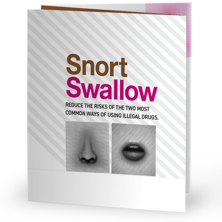 Cover image of snort swallow drugs resource, showing a nose and mouth