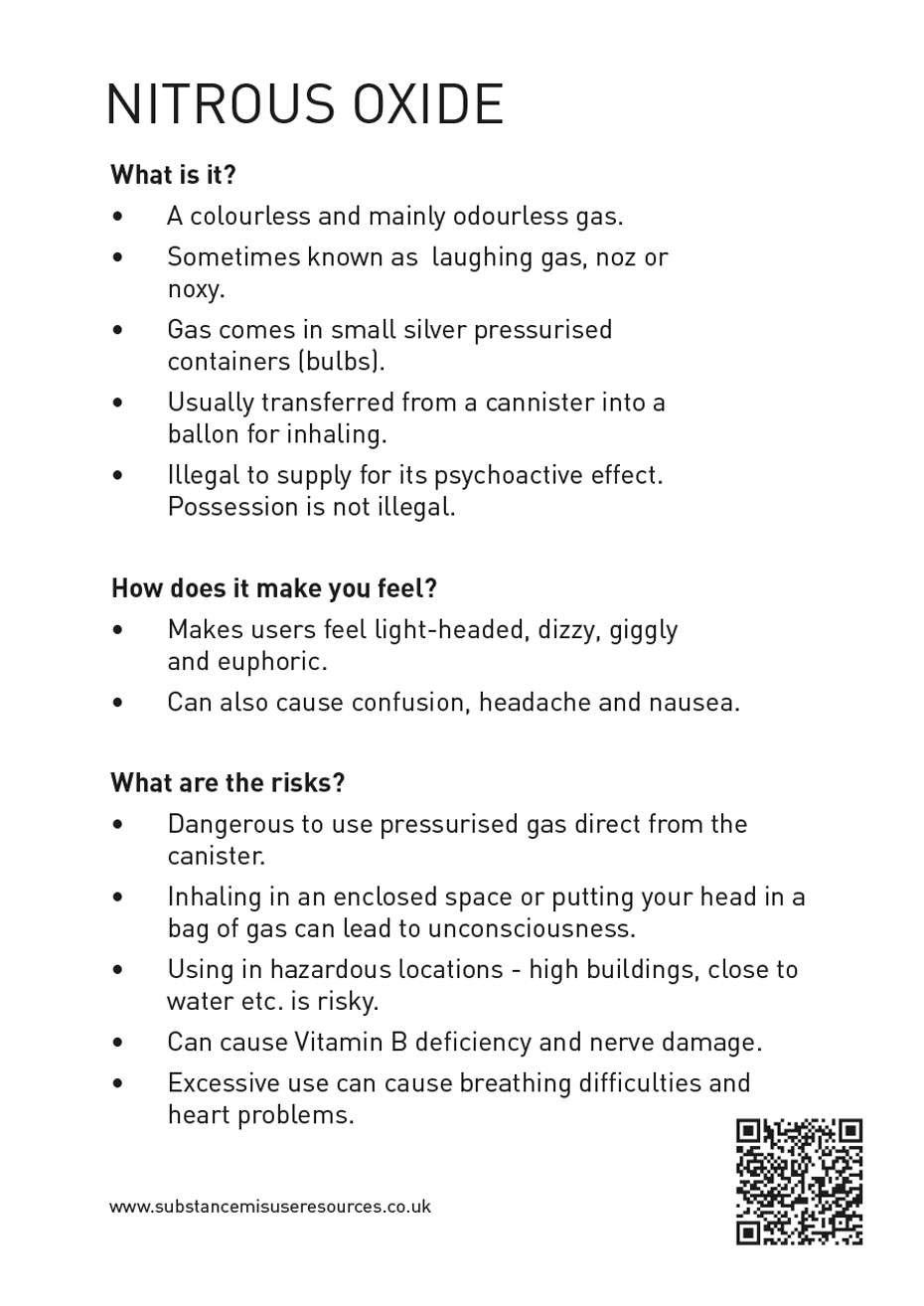NITROUS OXIDE leaflet Drug awareness Substance