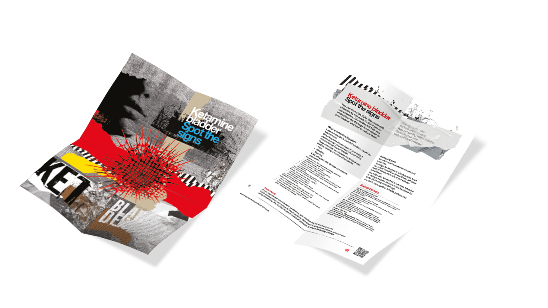 Ketamine bladder: spot the signs resource front and back design.