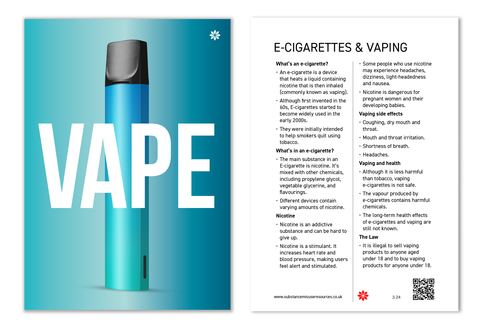 VAPING and health resource leaflet  - cover and inside page