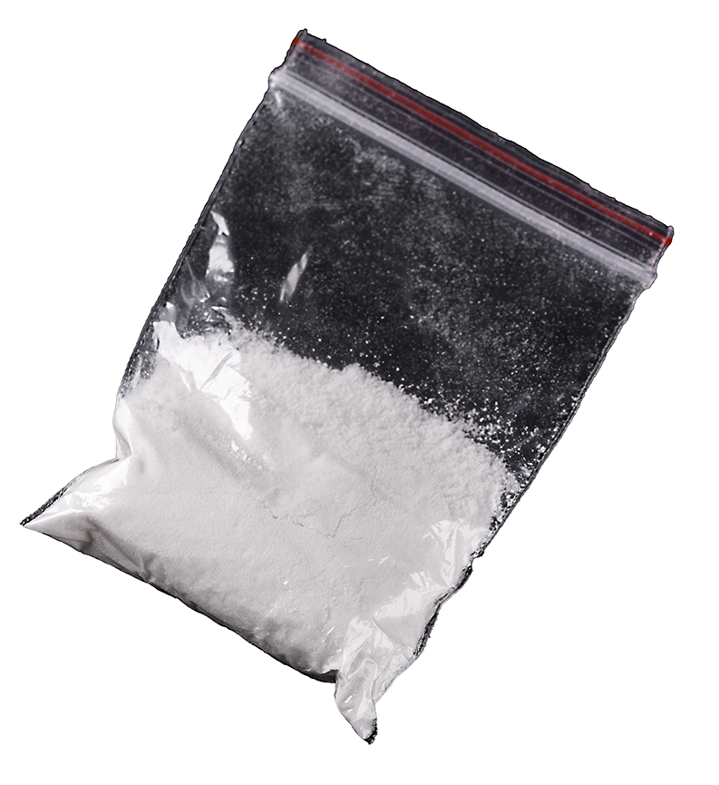 small plastic bag containing amphetamine/speed powder