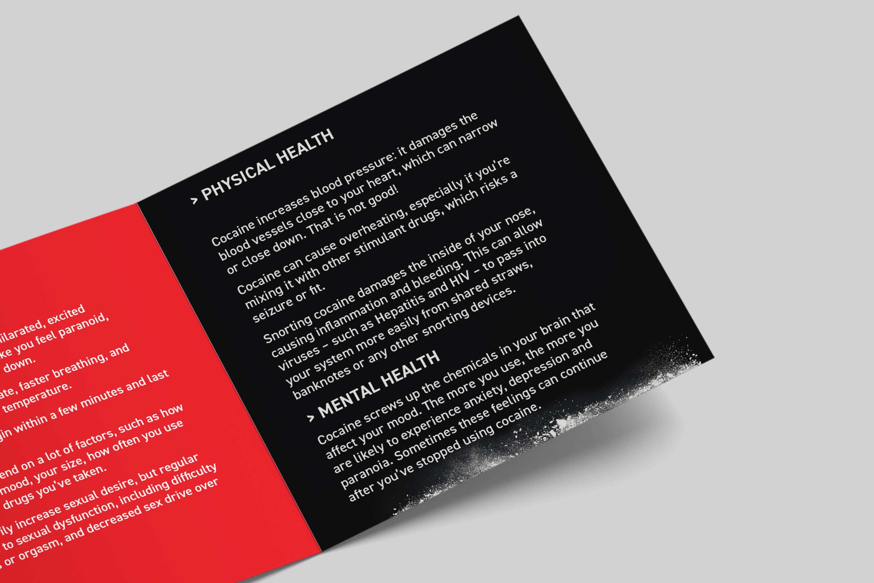 Cocaine physical and mental health risks panel detailing cardiovascular and psychological effects