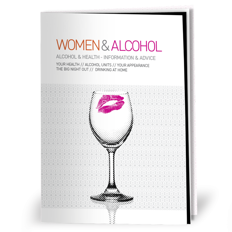 Front cover and inside pages of a women and alcohol health information booklet