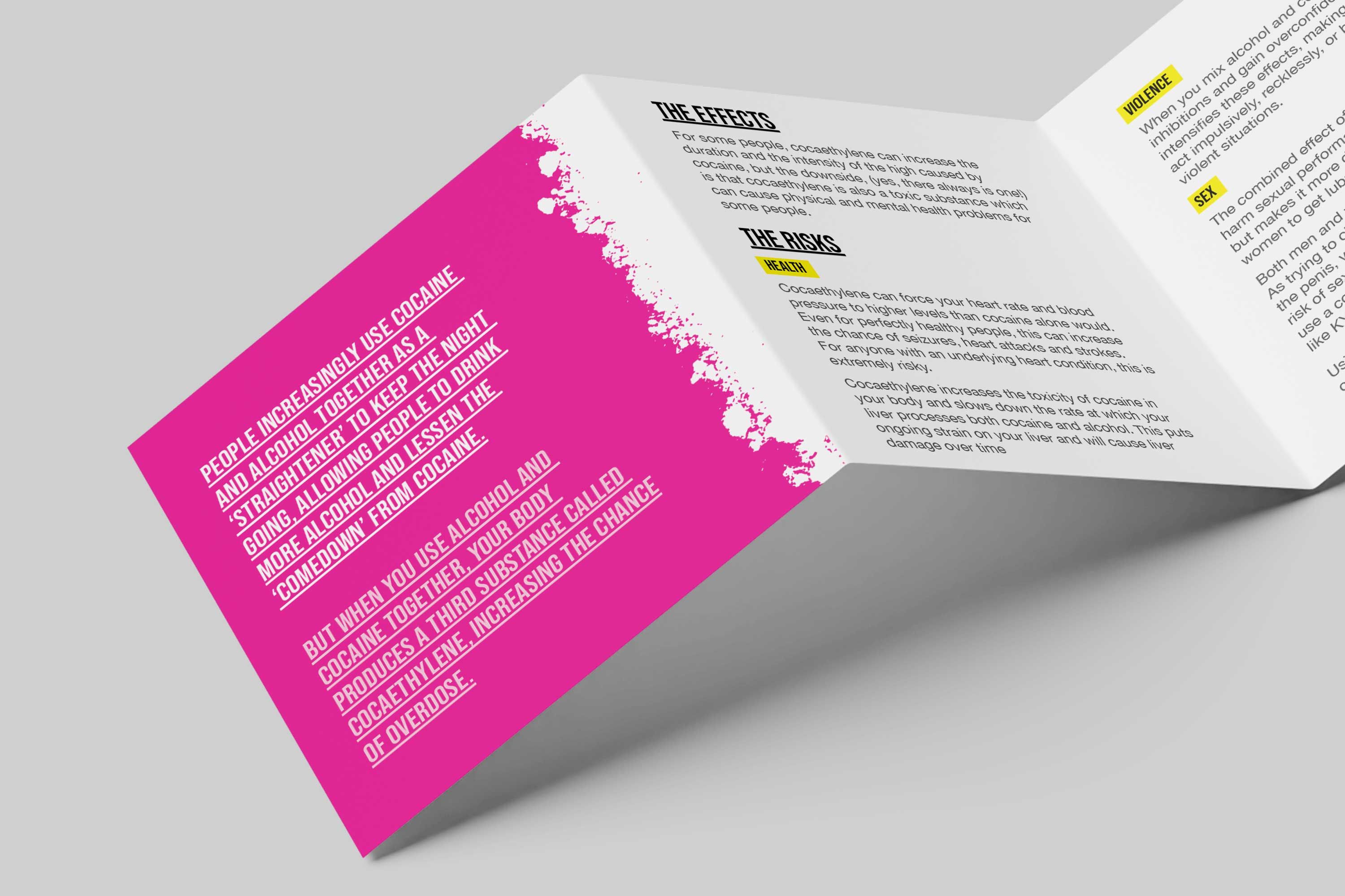 Educational leaflet about cocaethylene health effects and risks of combining cocaine with alcohol
