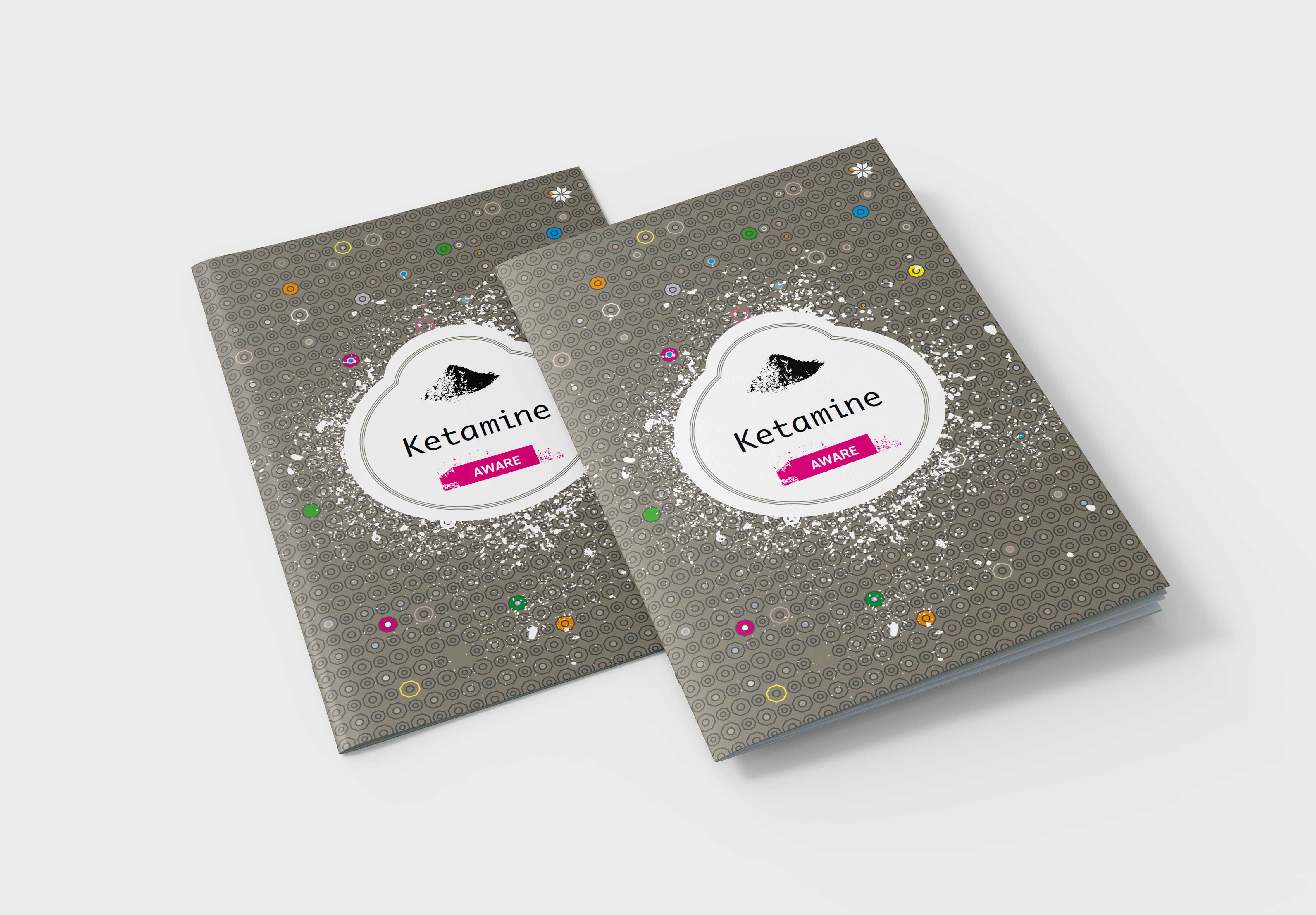 Two ketamine aware harm reduction booklet covers