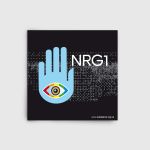 Cover of an NRG1 drug information pamphlet showing the palm of a hand and an eye and the word NRG1