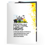 Cover of festival highs leaflet showing an illustration of a music festival