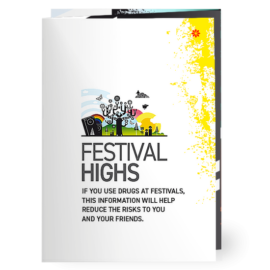 Festivals highs drug leaflet showing drug and alcohol information