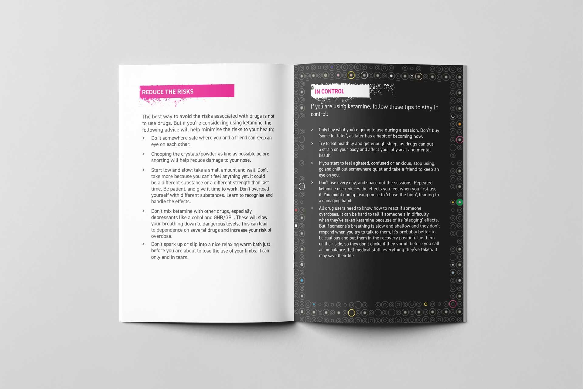 Ketamine harm reduction booklet - inside spread 